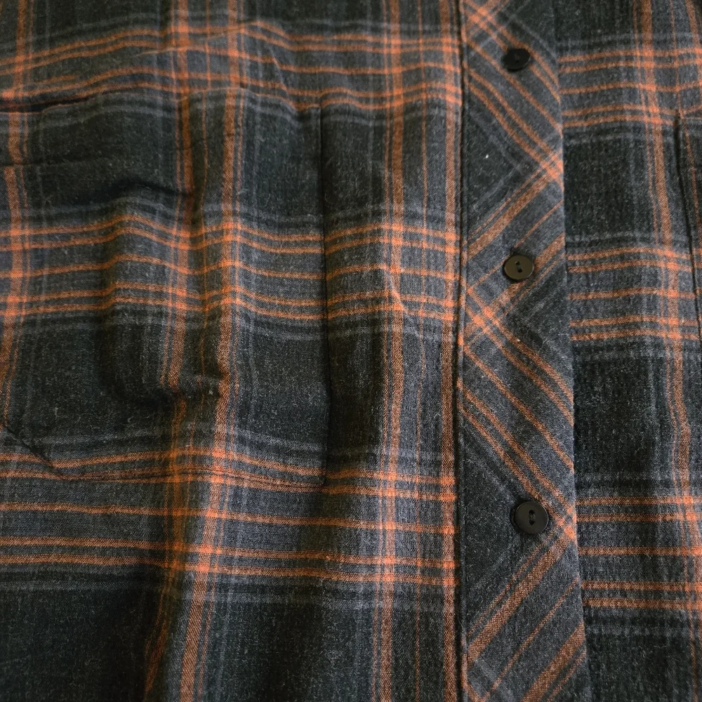 ZARA PREMIUM sz M Women's orange & black flannel tunic grunge y2k shirt dress - Picture 2 of 8